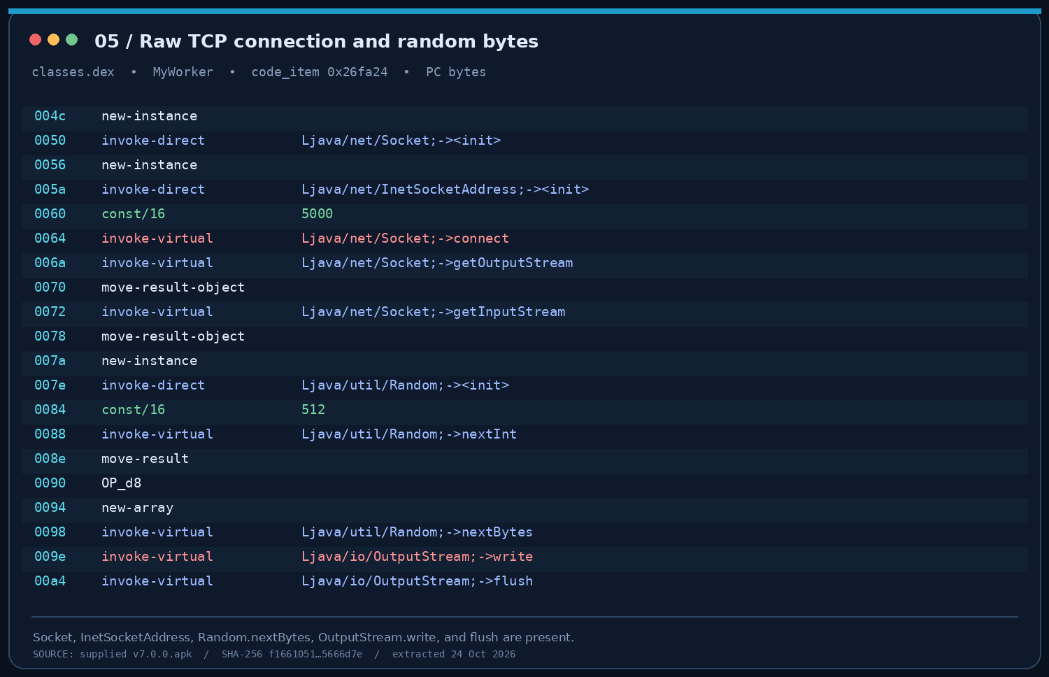 Figure 07 — Socket creation and random bytes