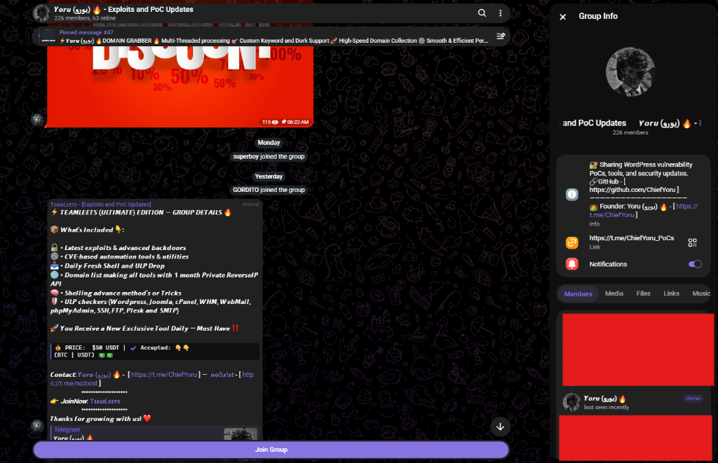 TeamLeets Exploit and PoC Store on Telegram
